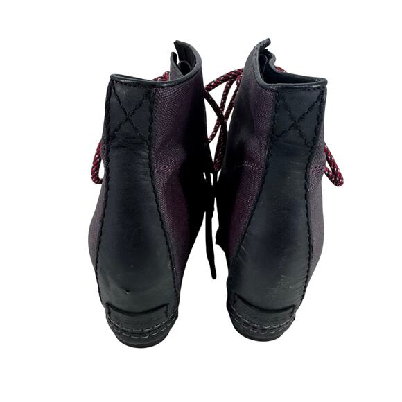 Sorel PDX Lace up Wedge Lexie Wedge Maroon Black Leather Canvas - Picture 3 of 5